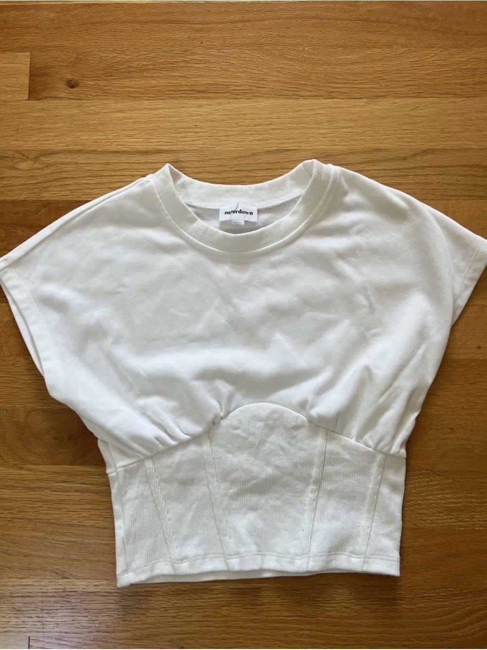 Superdown Revolve White Basic Corset Style Shirt Size XXS